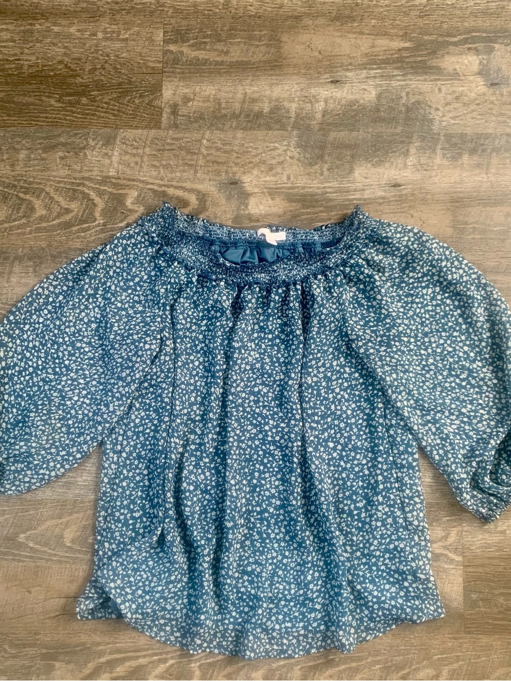 Blue Floral Cottagecore Lauren Conrad Off-Shoulder Women's Top